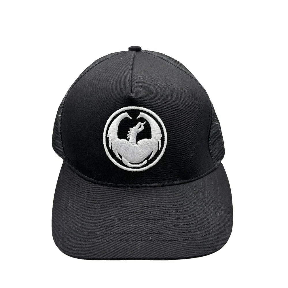 Dragon Alliance Trucker Hat Snapback Black White Embroidered